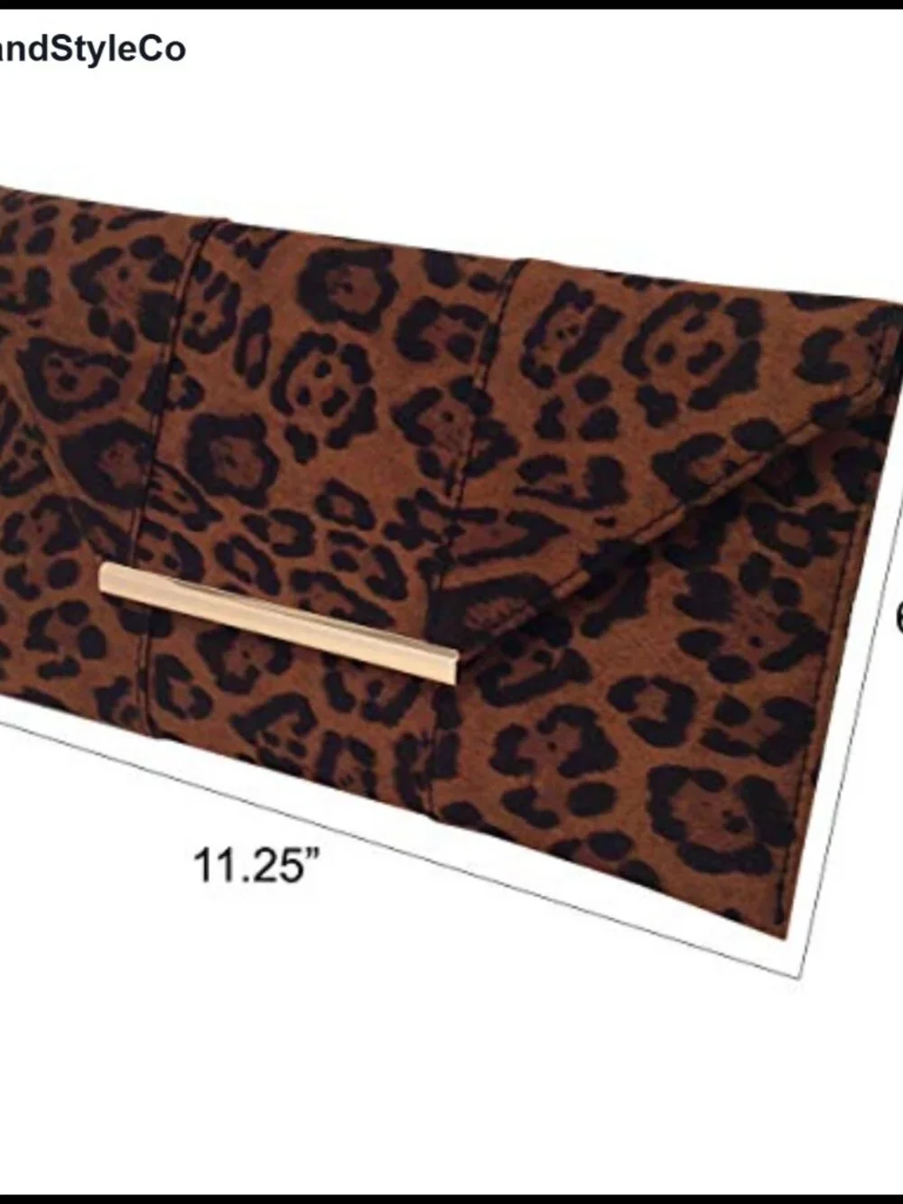 Faux Suede Leopard Envelope Clutch with Detachable Chain